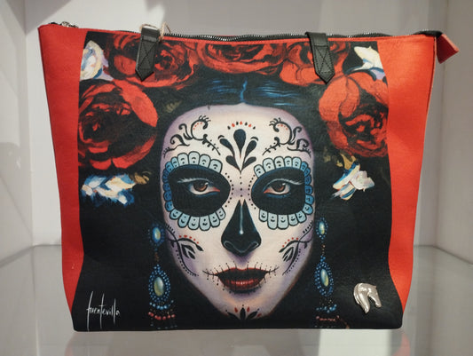 Bolsa TOTE catrina rosas rojas